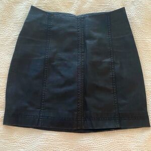 Free People Black Vegan Leather mini skirt, size 0.
